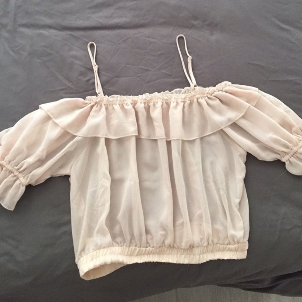 Nude  Sheer Bohemian Blouse